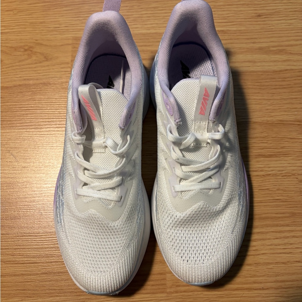 Avia Women's White Athletic Trainers with light blue/purple/pink Trim